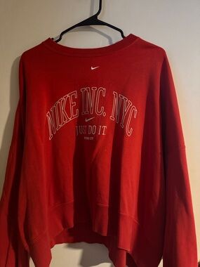 Nike Red Crewneck Sweatshirt with White Logos